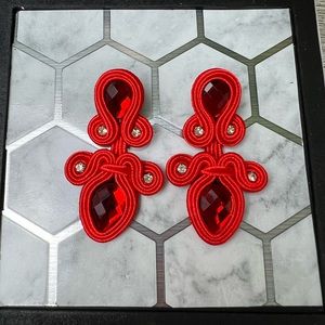 Sultry Red Evening Earrings - Elegant Stylish Earrings - Stylish Earrings